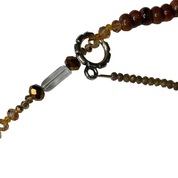 Womens Brown Seed Beaded Necklace Wrap Bracelet 36 In Lightsweight Jewelry u - Picture 4 of 5